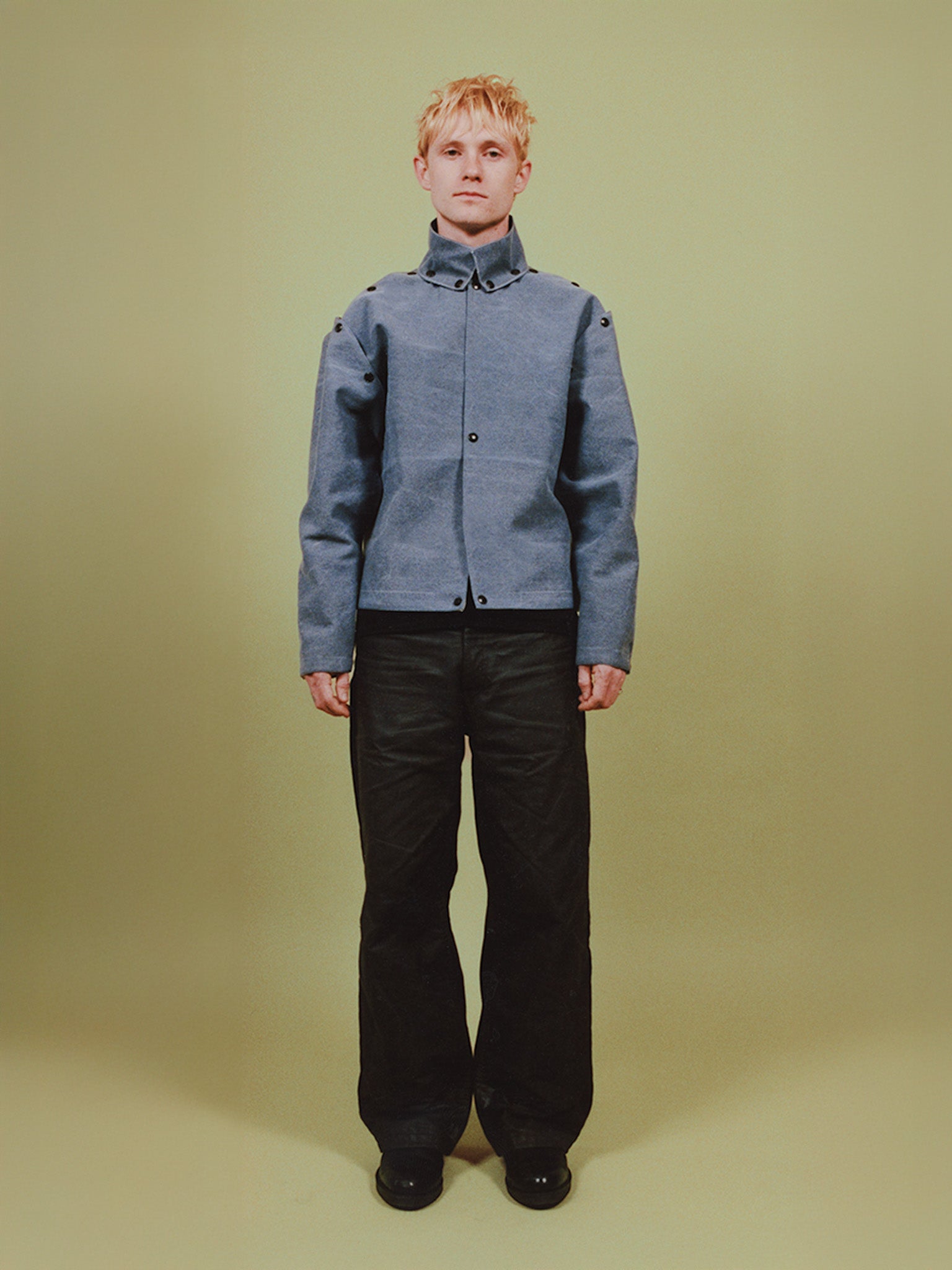 snap jacket - baby blue heavy canvas