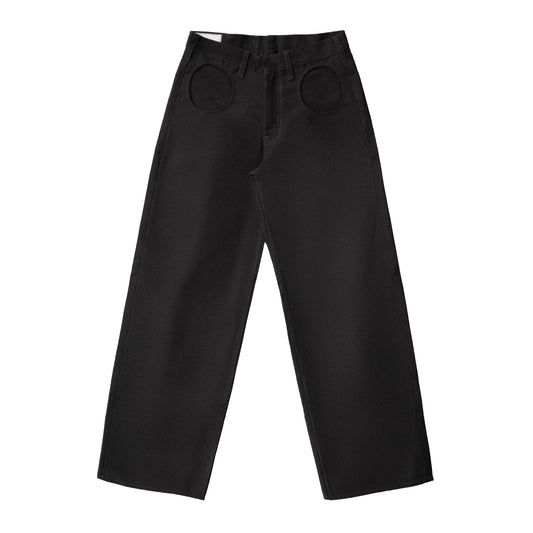 circle pocket pants - black canvas